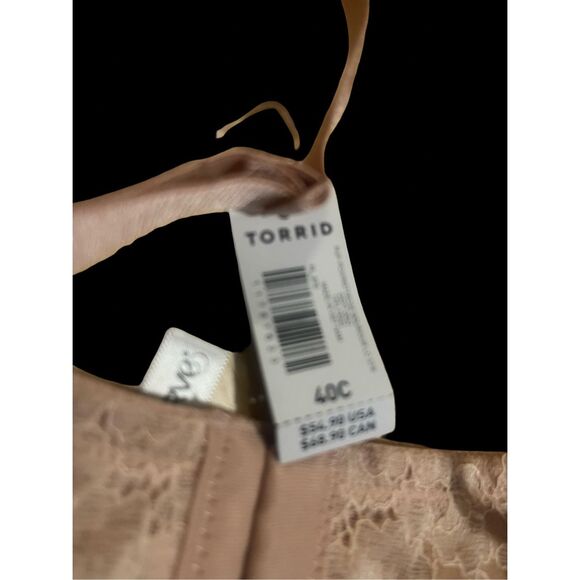 New Torrid Curve Womens Peach Plunge Microfiber & Lace Padded Push-up Bra Sz 40C - Picture 5 of 10